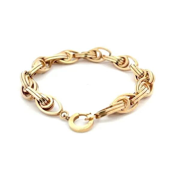 14K Yellow Gold Unique Solid Fancy Link Bracelet Image 3 Carroll's Jewelers Fort Lauderdale, FL