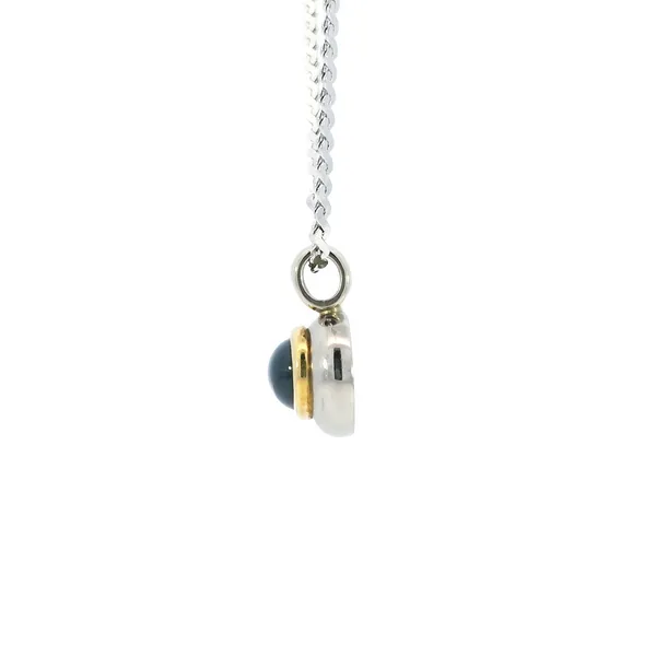 14K Two-Tone Gold Cabochon Sapphire Pendant Image 2 Carroll's Jewelers Fort Lauderdale, FL