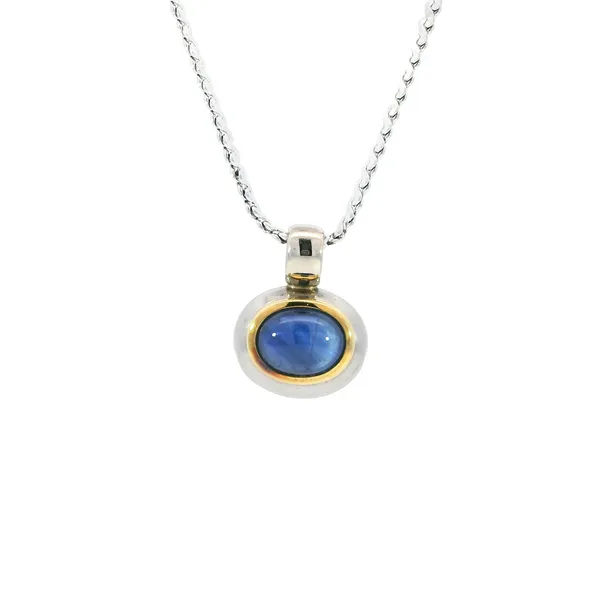 14K Two-Tone Gold Cabochon Sapphire Pendant Carroll's Jewelers Fort Lauderdale, FL