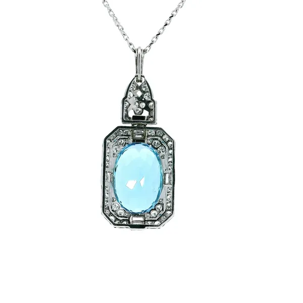 Platinum Aquamarine & Diamond Necklace Image 3 Carroll's Jewelers Fort Lauderdale, FL