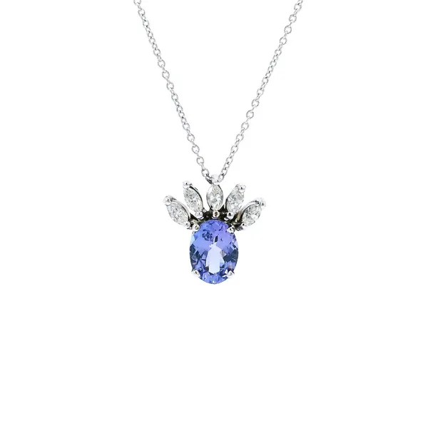 18K White Gold Tanzanite & Diamond Necklace Carroll's Jewelers Fort Lauderdale, FL