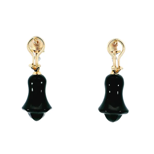 14K Yellow Gold Onyx & Diamond Earrings Image 2 Carroll's Jewelers Fort Lauderdale, FL