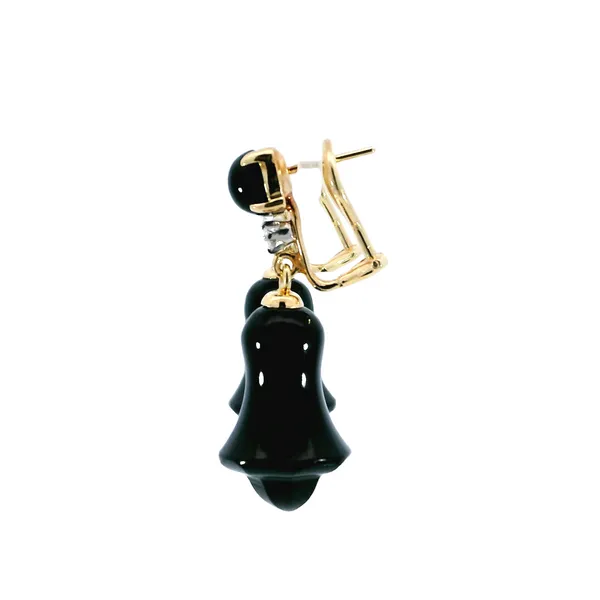 14K Yellow Gold Onyx & Diamond Earrings Image 3 Carroll's Jewelers Fort Lauderdale, FL