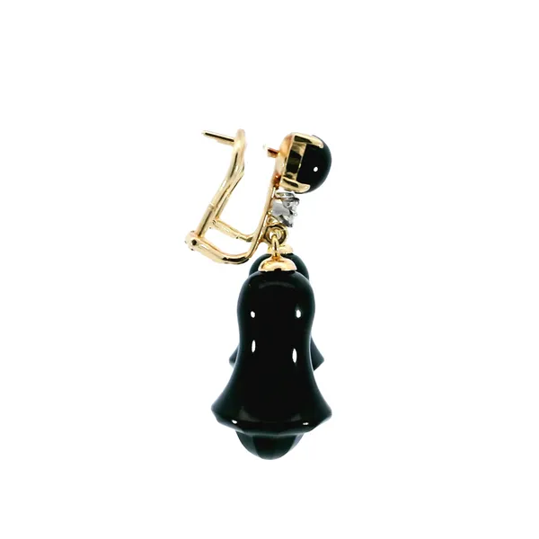 14K Yellow Gold Onyx & Diamond Earrings Image 4 Carroll's Jewelers Fort Lauderdale, FL