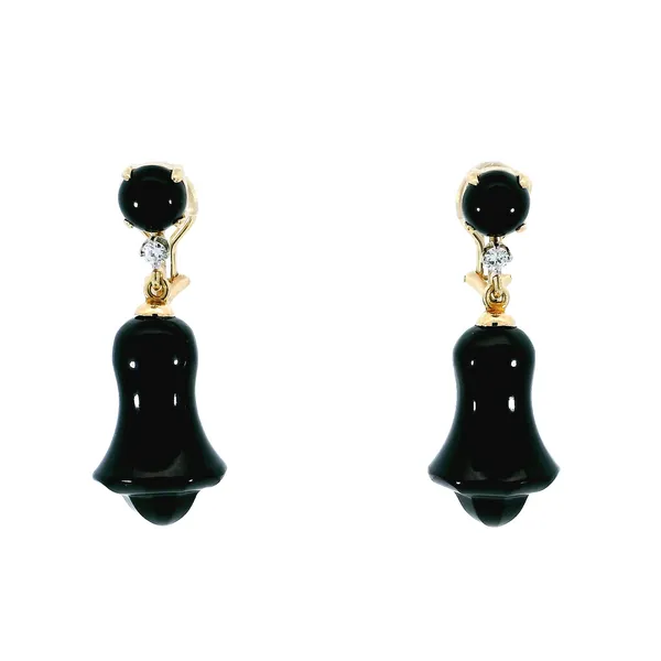 14K Yellow Gold Onyx & Diamond Earrings Carroll's Jewelers Fort Lauderdale, FL