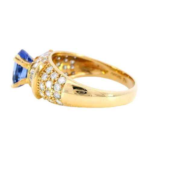 18K Yellow Gold Tanzanite & Diamond Statement Ring Image 2 Carroll's Jewelers Fort Lauderdale, FL