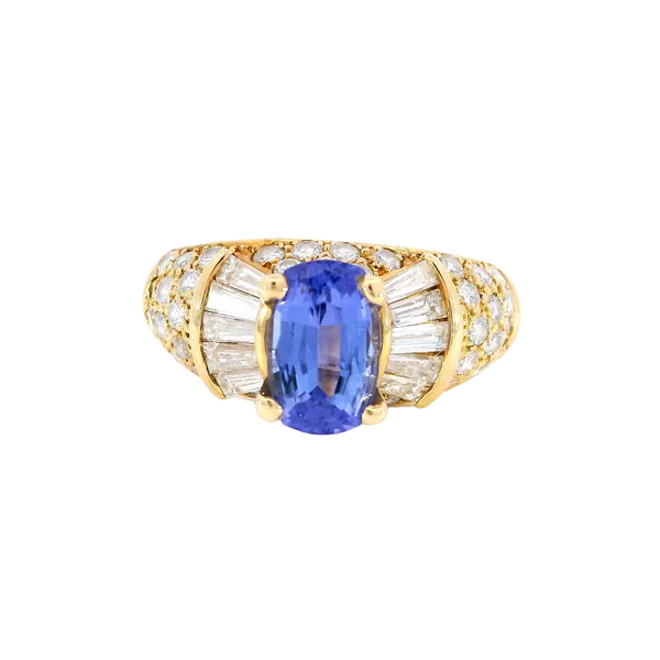 18K Yellow Gold Tanzanite & Diamond Statement Ring Carroll's Jewelers Fort Lauderdale, FL