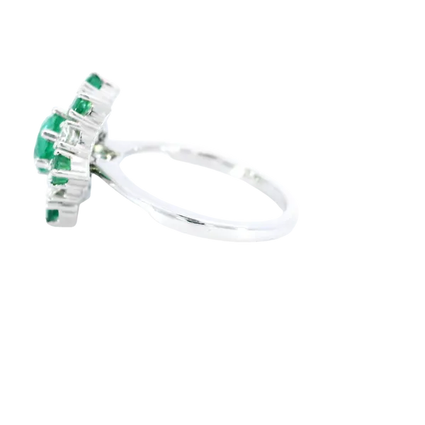 Elegant 14K White Gold Emerald and Diamond Ring Image 2 Carroll's Jewelers Fort Lauderdale, FL