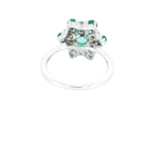 Elegant 14K White Gold Emerald and Diamond Ring Image 3 Carroll's Jewelers Fort Lauderdale, FL