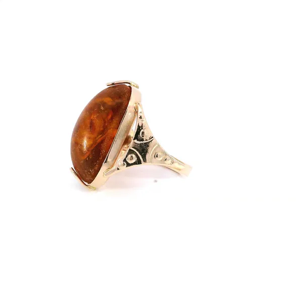14K Rose Gold & Amber Antique Ring Image 2 Carroll's Jewelers Fort Lauderdale, FL