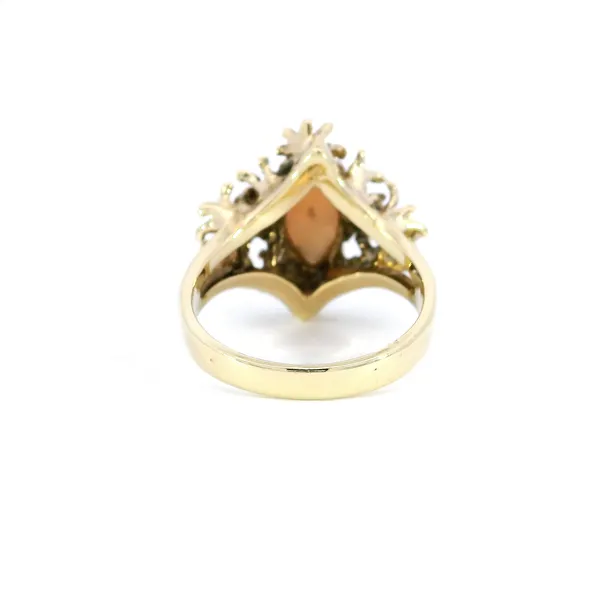 14K Yellow Gold Coral & Diamond Ring Image 3 Carroll's Jewelers Fort Lauderdale, FL