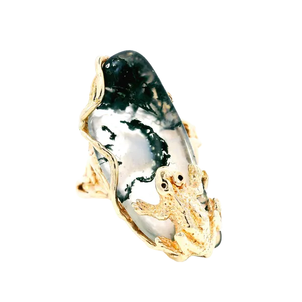 14K Yellow Gold Frog & Agate Ring Carroll's Jewelers Fort Lauderdale, FL
