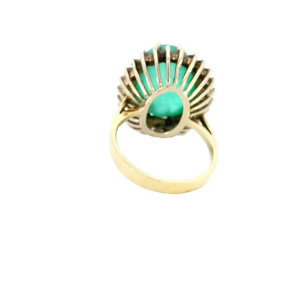 14K Yellow Gold Emerald Cabochon Diamond Ring Image 3 Carroll's Jewelers Fort Lauderdale, FL