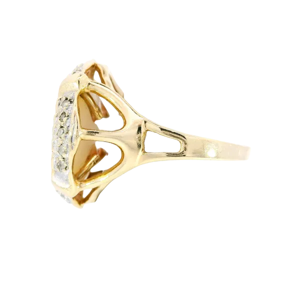 14K Yellow Gold Mabe Pearl & Diamond Ring Image 2 Carroll's Jewelers Fort Lauderdale, FL