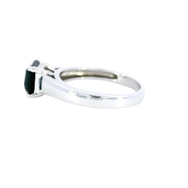 14K White Gold Square-Cut Green Tourmaline Ring Image 2 Carroll's Jewelers Fort Lauderdale, FL