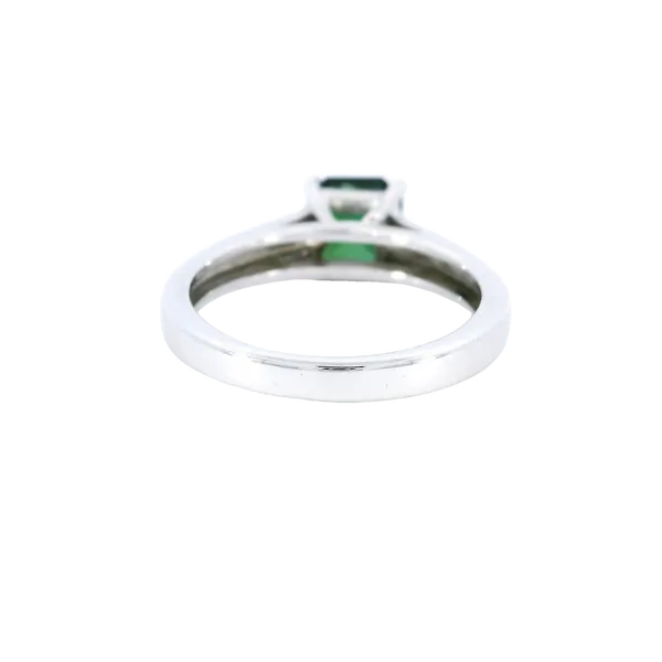 14K White Gold Square-Cut Green Tourmaline Ring Image 3 Carroll's Jewelers Fort Lauderdale, FL