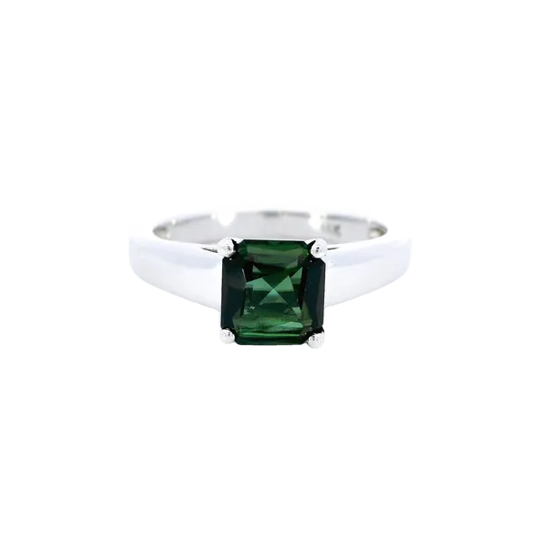 14K White Gold Square-Cut Green Tourmaline Ring Carroll's Jewelers Fort Lauderdale, FL