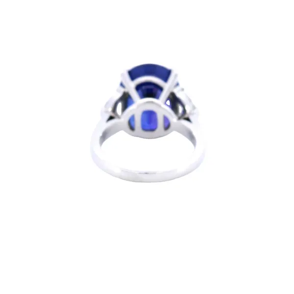 Large Tanzanite Platinum Half Moon Diamond Ring Image 3 Carroll's Jewelers Fort Lauderdale, FL