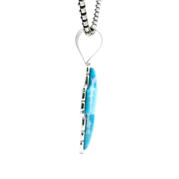 Sterling Silver Turquoise Cross Pendant Image 4 Carroll's Jewelers Fort Lauderdale, FL