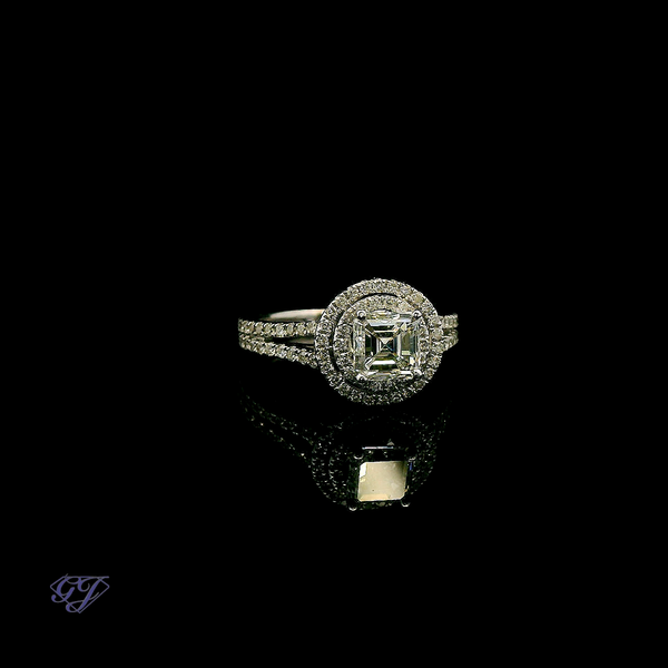 14K White Gold 1.01ctw Asscher Lab-Grown Diamond Engagement Ring Image 2 Geneva Jewelry Riverside, CA