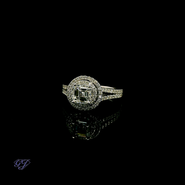 14K White Gold 1.01ctw Asscher Lab-Grown Diamond Engagement Ring Image 3 Geneva Jewelry Riverside, CA