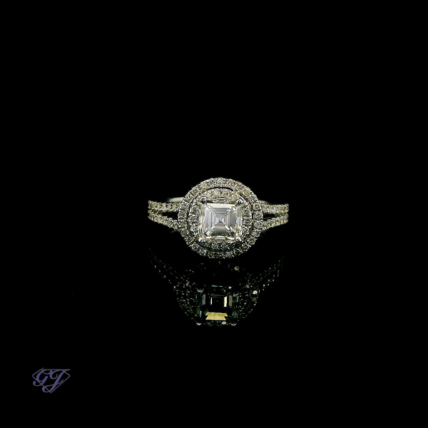 14K White Gold 1.01ctw Asscher Lab-Grown Diamond Engagement Ring Geneva Jewelry Riverside, CA
