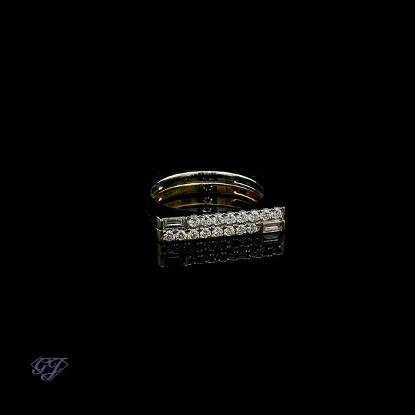 18K Two-Tone 0.39ct Diamond Square Ring Image 2 Geneva Jewelry Riverside, CA