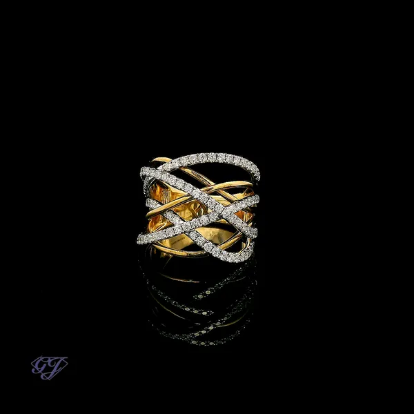 18K Two-Tone 1.00ct Diamond Highway Ring Image 3 Geneva Jewelry Riverside, CA