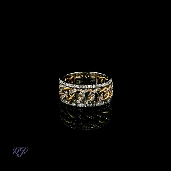 18K Two-Tone 0.53ct Cuban Link Diamond Ring Geneva Jewelry Riverside, CA