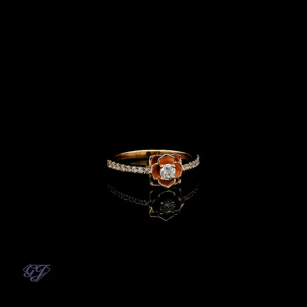 18K Rose Gold 0.20ct Diamond Flower Ring Image 2 Geneva Jewelry Riverside, CA