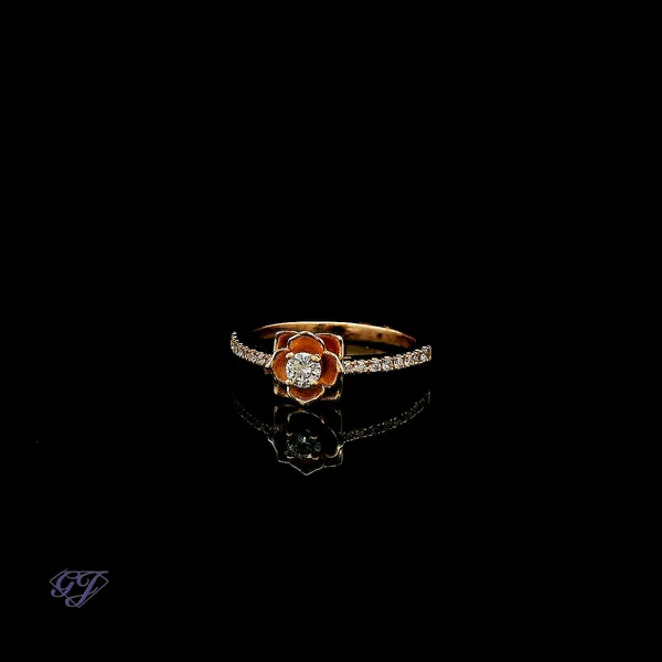 18K Rose Gold 0.20ct Diamond Flower Ring Image 3 Geneva Jewelry Riverside, CA