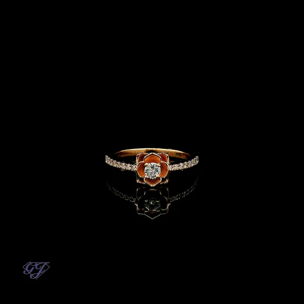 18K Rose Gold 0.20ct Diamond Flower Ring Geneva Jewelry Riverside, CA