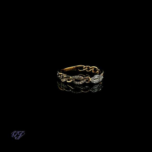 18K Stackable Cuban Link & Diamond Ring - .23ctw Image 2 Geneva Jewelry Riverside, CA