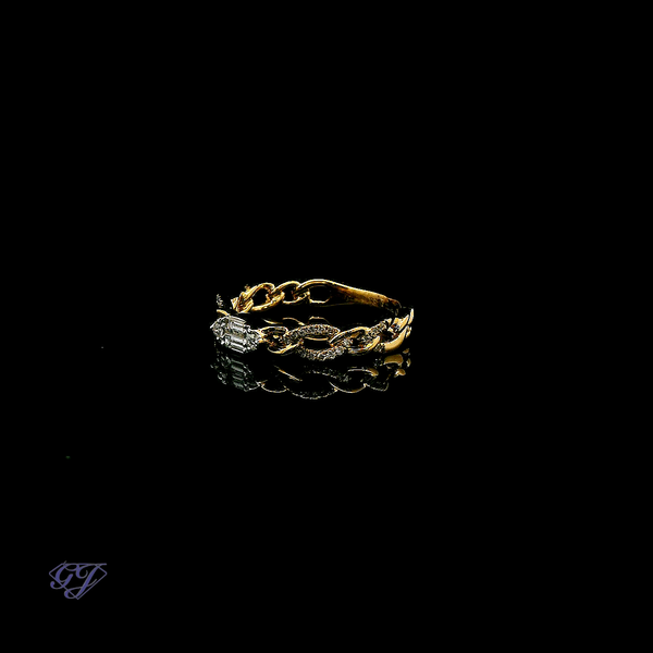 18K Stackable Cuban Link & Diamond Ring - .23ctw Image 3 Geneva Jewelry Riverside, CA
