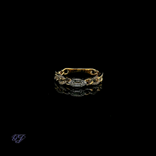 18K Stackable Cuban Link & Diamond Ring - .23ctw Geneva Jewelry Riverside, CA