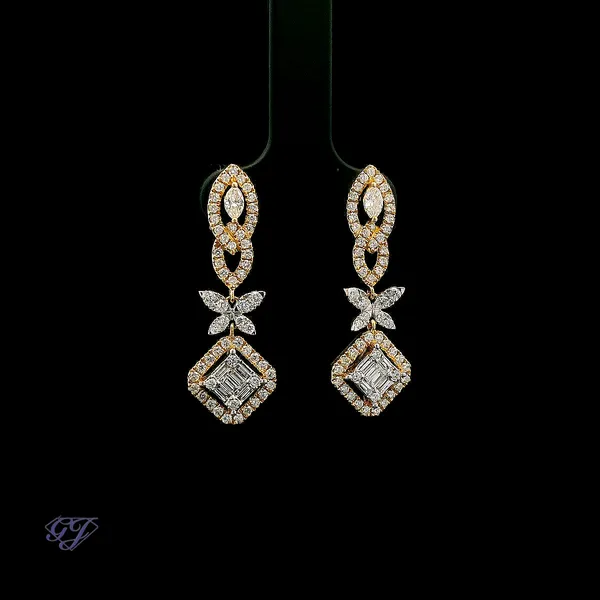 18K Yellow Gold 1.20ct Diamond Drop Earrings Image 2 Geneva Jewelry Riverside, CA