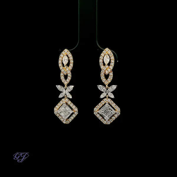18K Yellow Gold 1.20ct Diamond Drop Earrings Image 3 Geneva Jewelry Riverside, CA