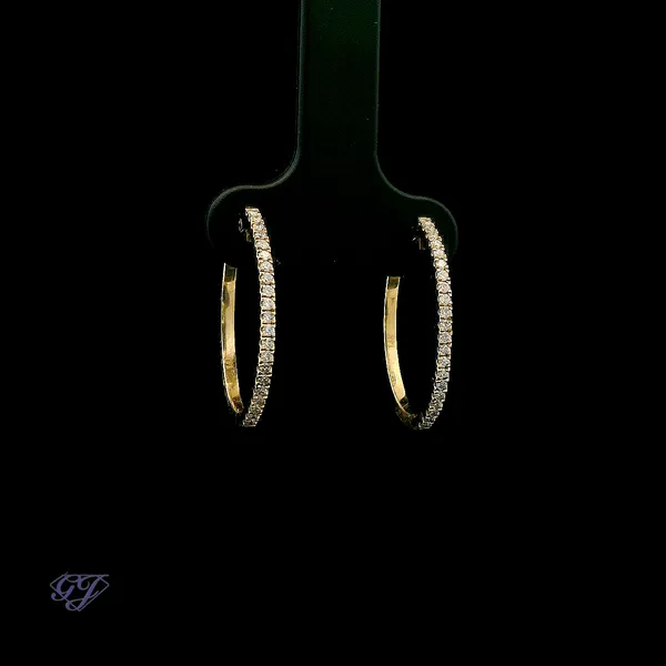 14K Yellow Gold 0.26ct Diamond Hoop Earrings Image 2 Geneva Jewelry Riverside, CA