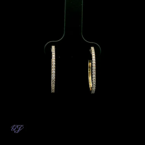 14K Yellow Gold 0.26ct Diamond Hoop Earrings Geneva Jewelry Riverside, CA