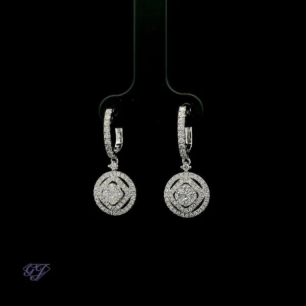18K White Gold 0.83ct Diamond Drop Earrings Image 3 Geneva Jewelry Riverside, CA