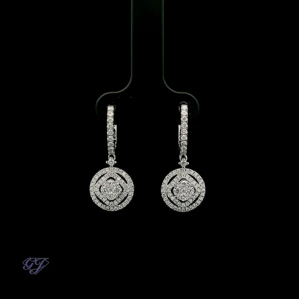 18K White Gold 0.83ct Diamond Drop Earrings Geneva Jewelry Riverside, CA