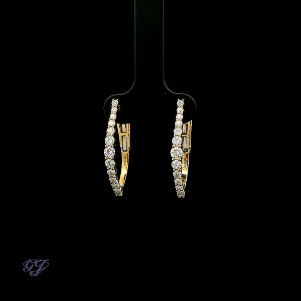 18K Yellow Gold 1.00ct Diamond Hoop Earrings Image 3 Geneva Jewelry Riverside, CA