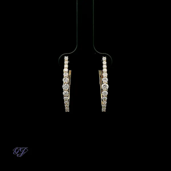18K Yellow Gold 1.00ct Diamond Hoop Earrings Geneva Jewelry Riverside, CA
