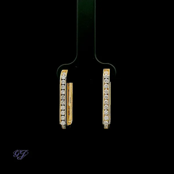 18K Yellow Gold 0.60ct Diamond Hoop Earrings Image 3 Geneva Jewelry Riverside, CA