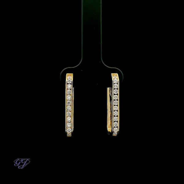 18K Yellow Gold 0.60ct Diamond Hoop Earrings Geneva Jewelry Riverside, CA