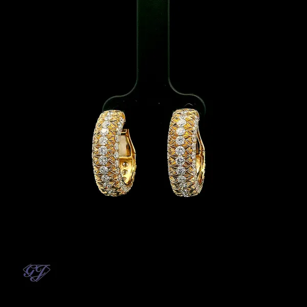 18K Yellow Gold 2.87ct Diamond Hoop Earrings Image 3 Geneva Jewelry Riverside, CA