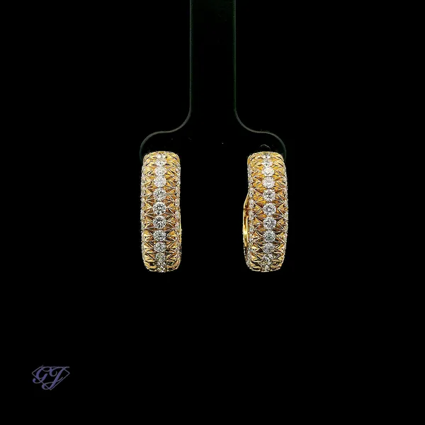 18K Yellow Gold 2.87ct Diamond Hoop Earrings Geneva Jewelry Riverside, CA