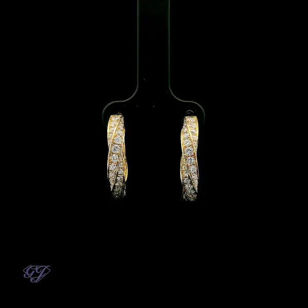 18K Yellow Gold 2.08ct Diamond Hoop Swirl Earrings Geneva Jewelry Riverside, CA