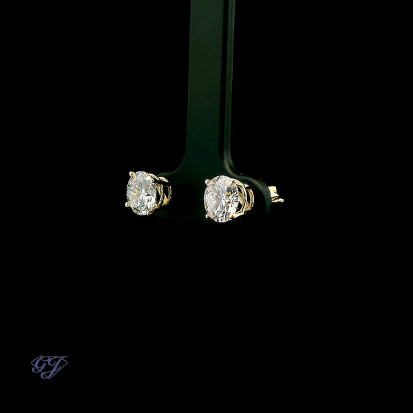 14K Yellow Gold Lab-Grown 2.00ctw Diamond Stud Earrings Image 3 Geneva Jewelry Riverside, CA