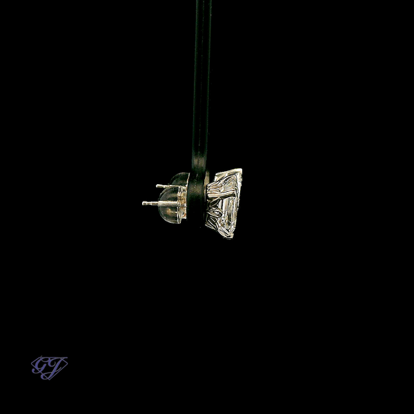 14K White Gold Scroll Setting Lab Grown Emerald Earrings 3.19ctw Image 2 Geneva Jewelry Riverside, CA